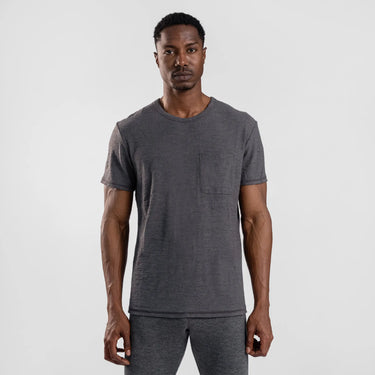 mens active comfort crew pocket color gray