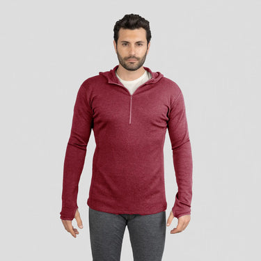 mens alpaca wool baselayer hoodie color maroon