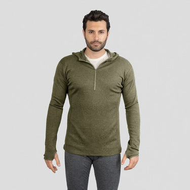 mens antibacterial baselayer half zip hoodie color green