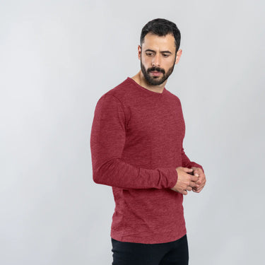 mens long sleeve active color maroon