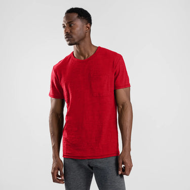 mens low impact dye crew pocket color red