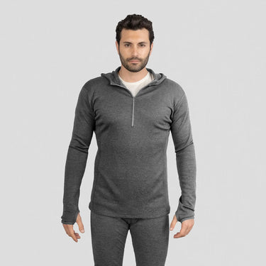 mens natural baselayer half zip hoodie color gray