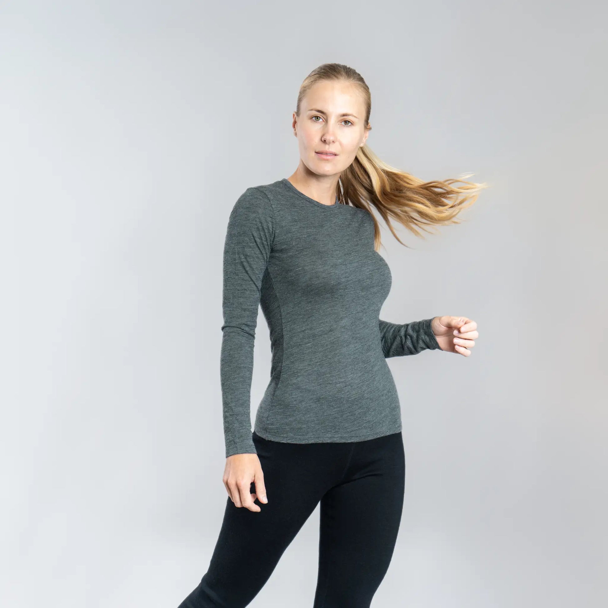 womens long sleeve color gray 