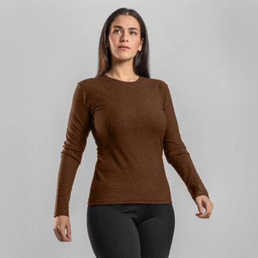 womens eco friendly long sleeve shirt color brown