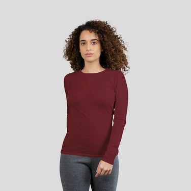 womens eco friendly long sleeve shirt color maroon