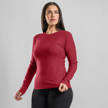 womens eco friendly long sleeve shirt color natural red
