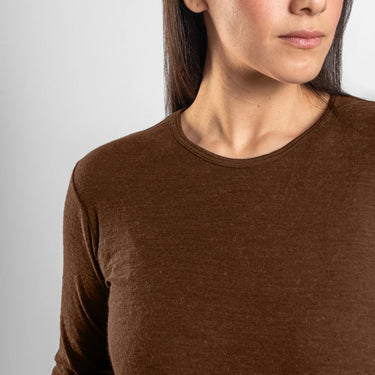 womens sustainable clothing long sleeve shirt color brown
