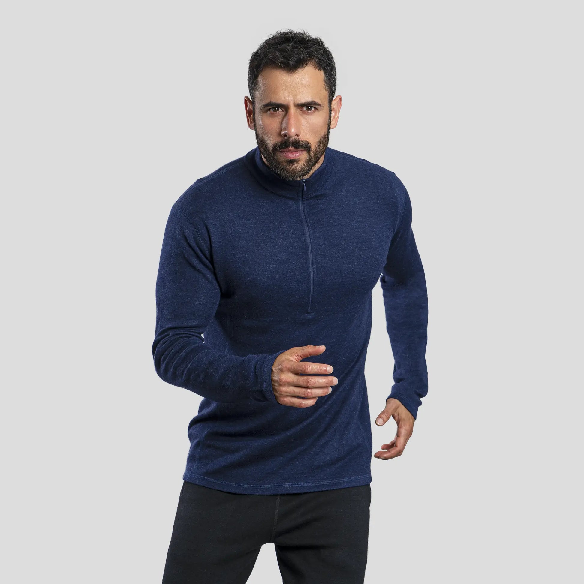 mens adventure baselayer half zip color navy blue