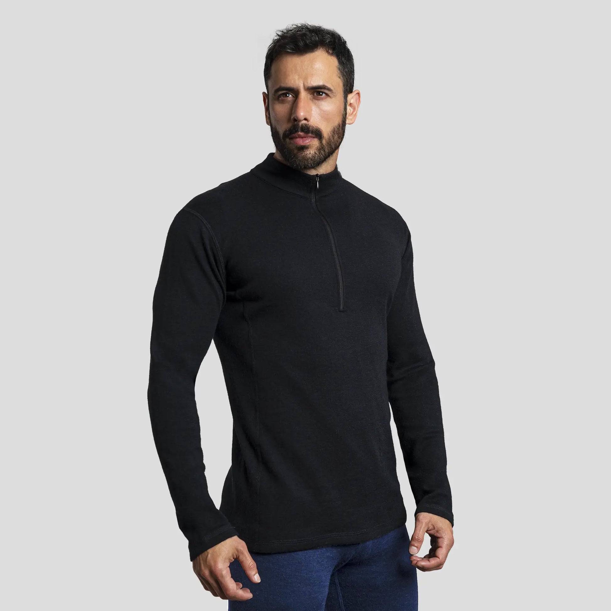 mens antibacterial baselayer half zip color black