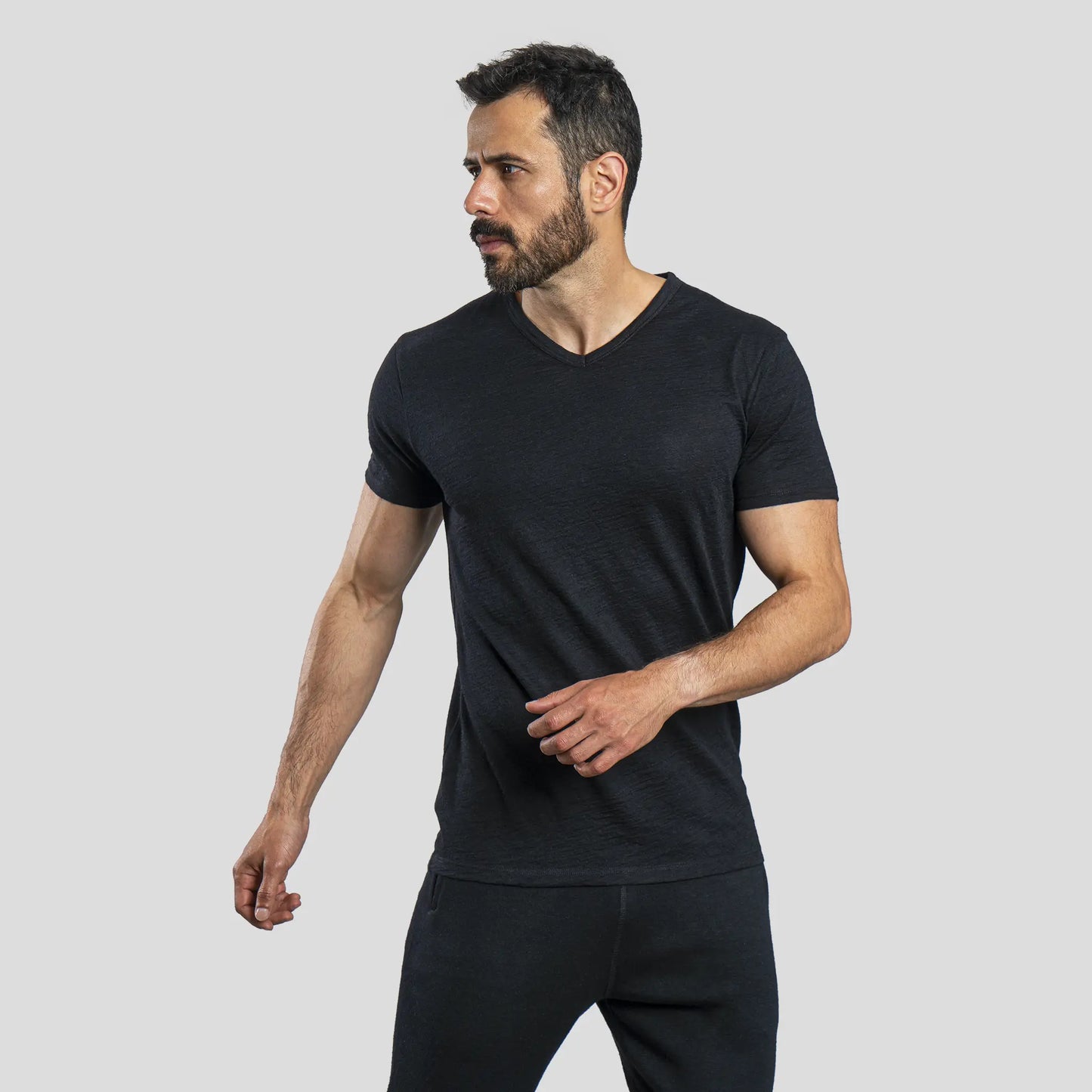 mens antibacterial vneck tshirt color black