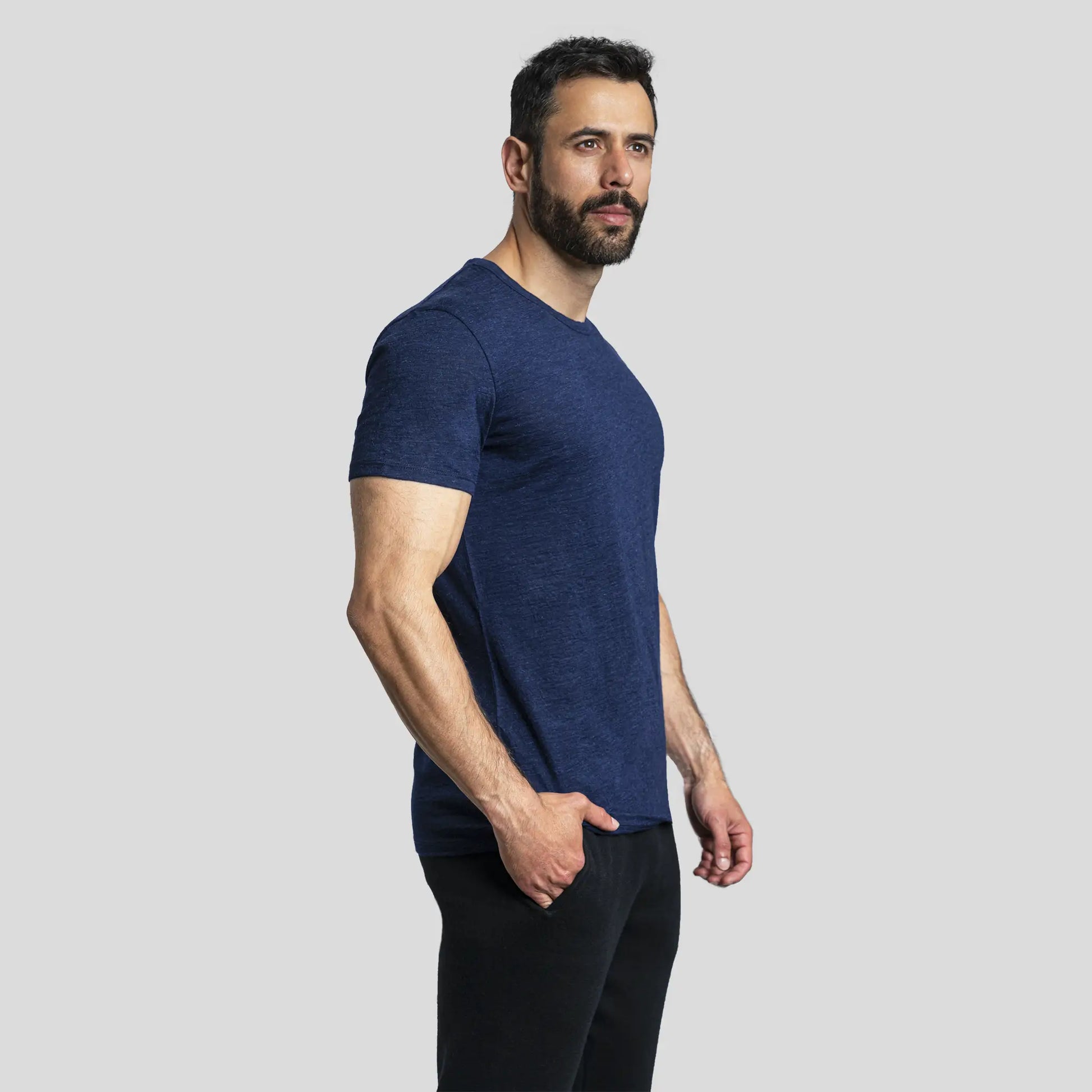 mens best hiking tshirt crew neck color navy blue