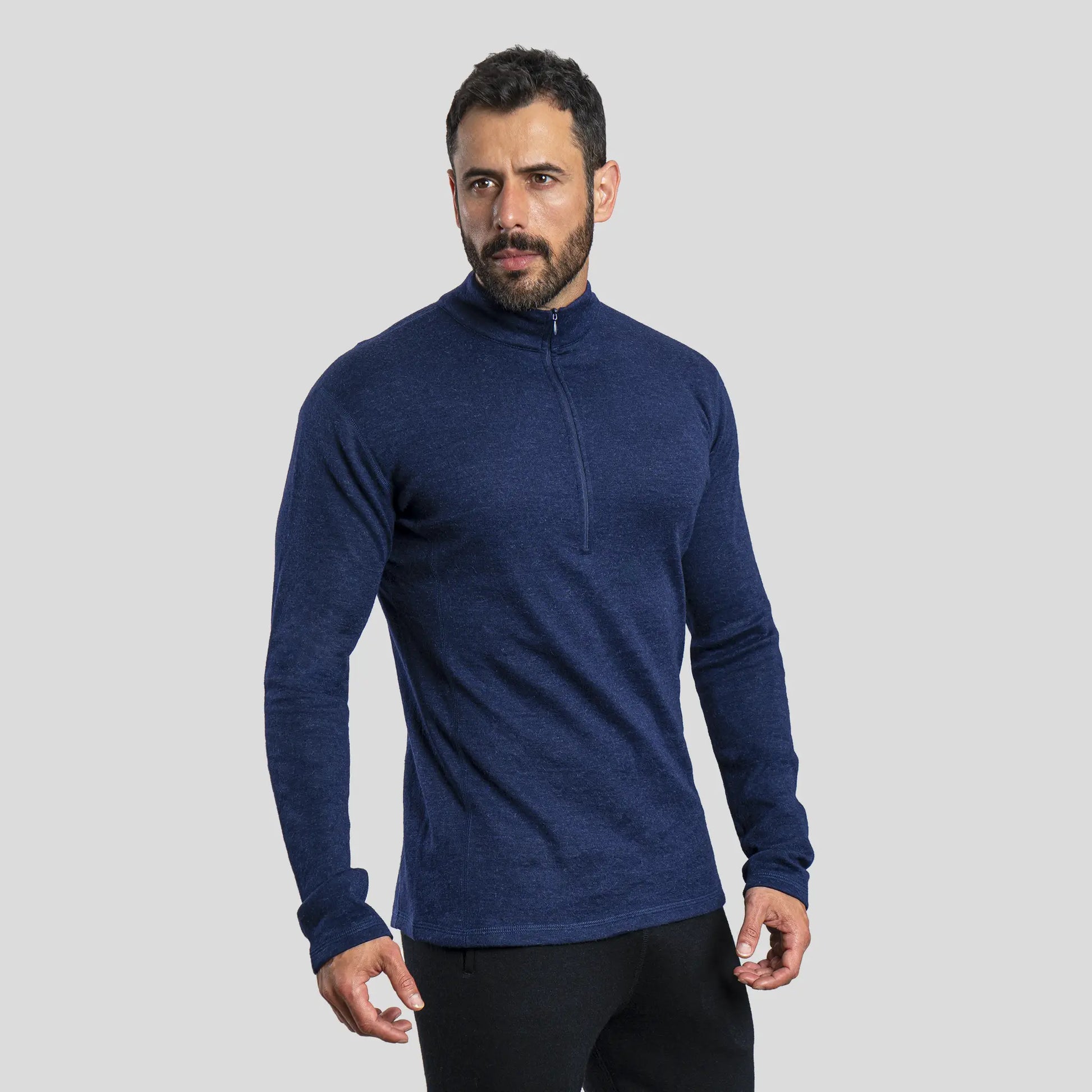 mens lightest thermal baselayer half zip color navy blue