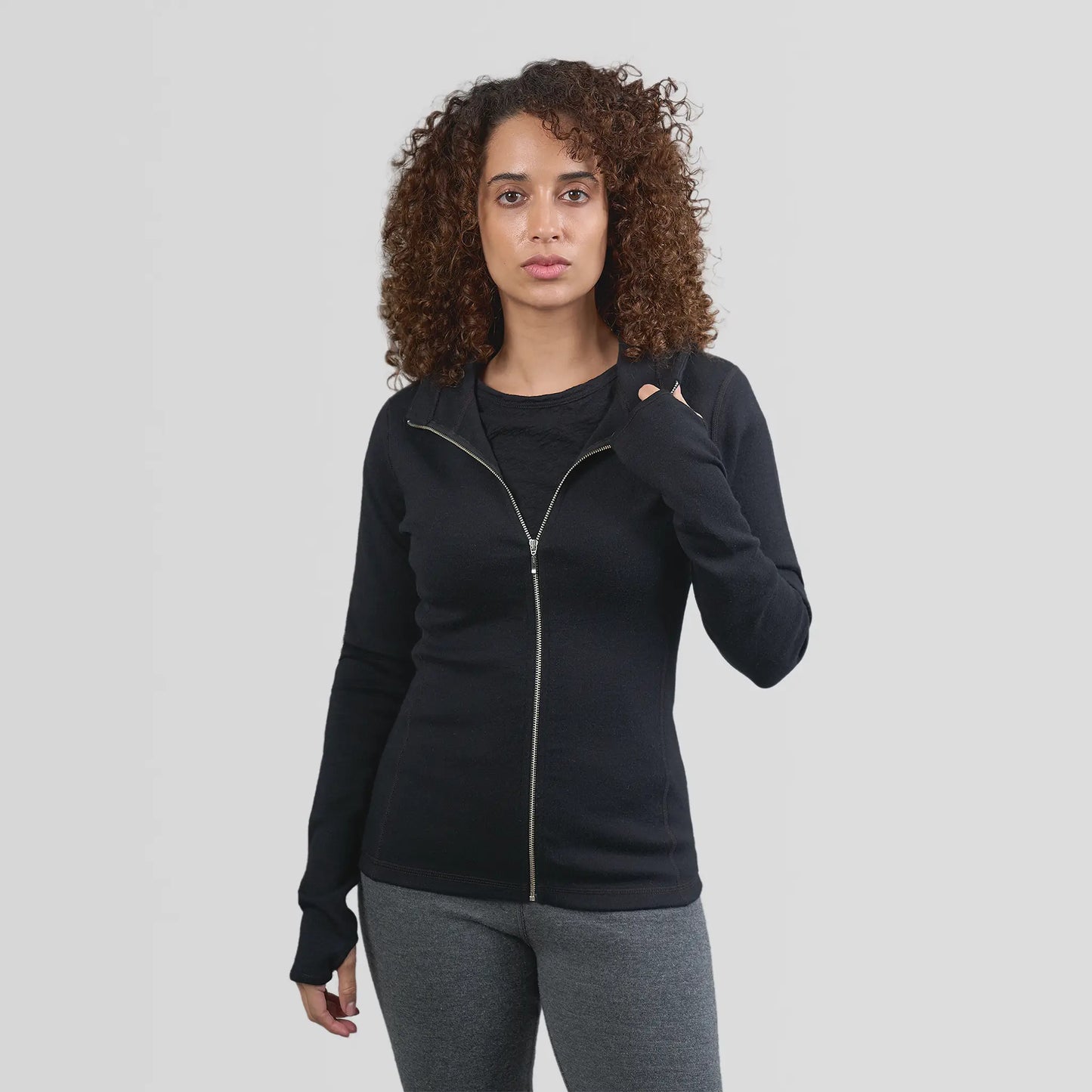 womens adventure hoodie jacket full zip color black