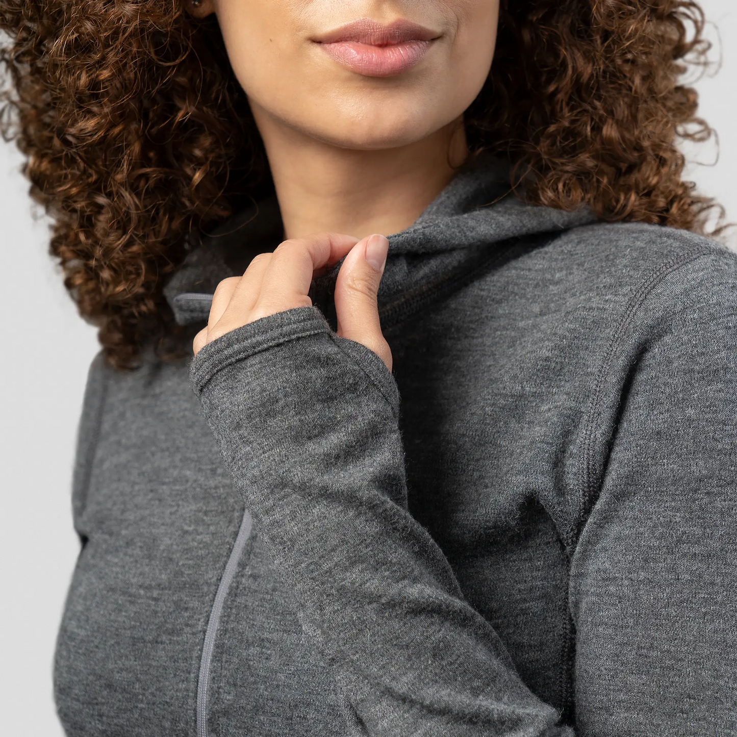 womens fast drying baselayer hoodie halfzip color gray