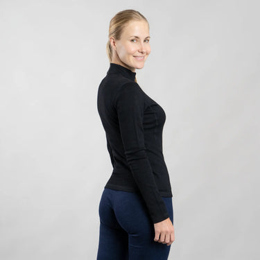 womens most comfortable baselayer half zip color black