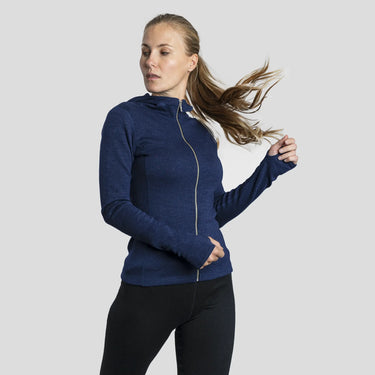 womens natural hoodie jacket full zip color navy blue