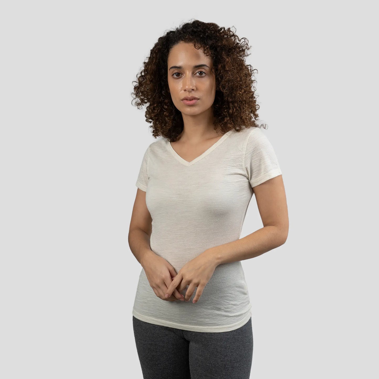 womens royal alpaca vneck tshirt color natural white